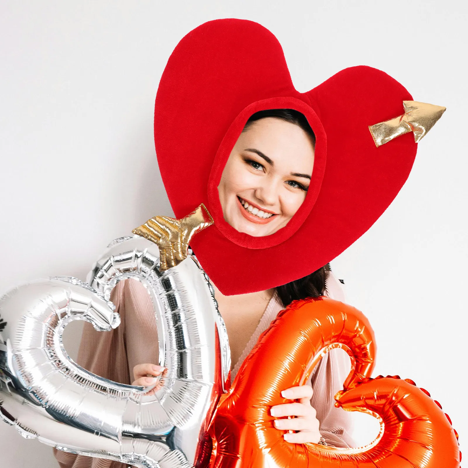 

1pc Heart Shaped Sword Hood Hat for Valentine Party Photoshoot Props Decorative Non Woven Fabric Headgear Comfortable Cosplay
