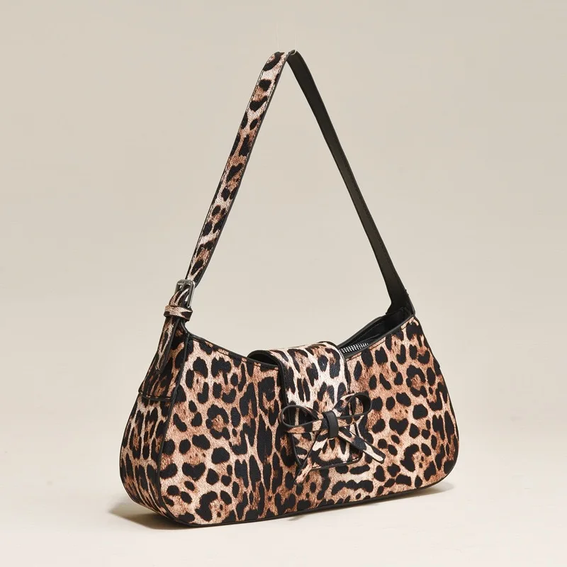 

Fashionable Leopard Print Underarm Knot Single Shoulder Crossbody Bag Women's Bag Versatile Stylish Autumn 2025