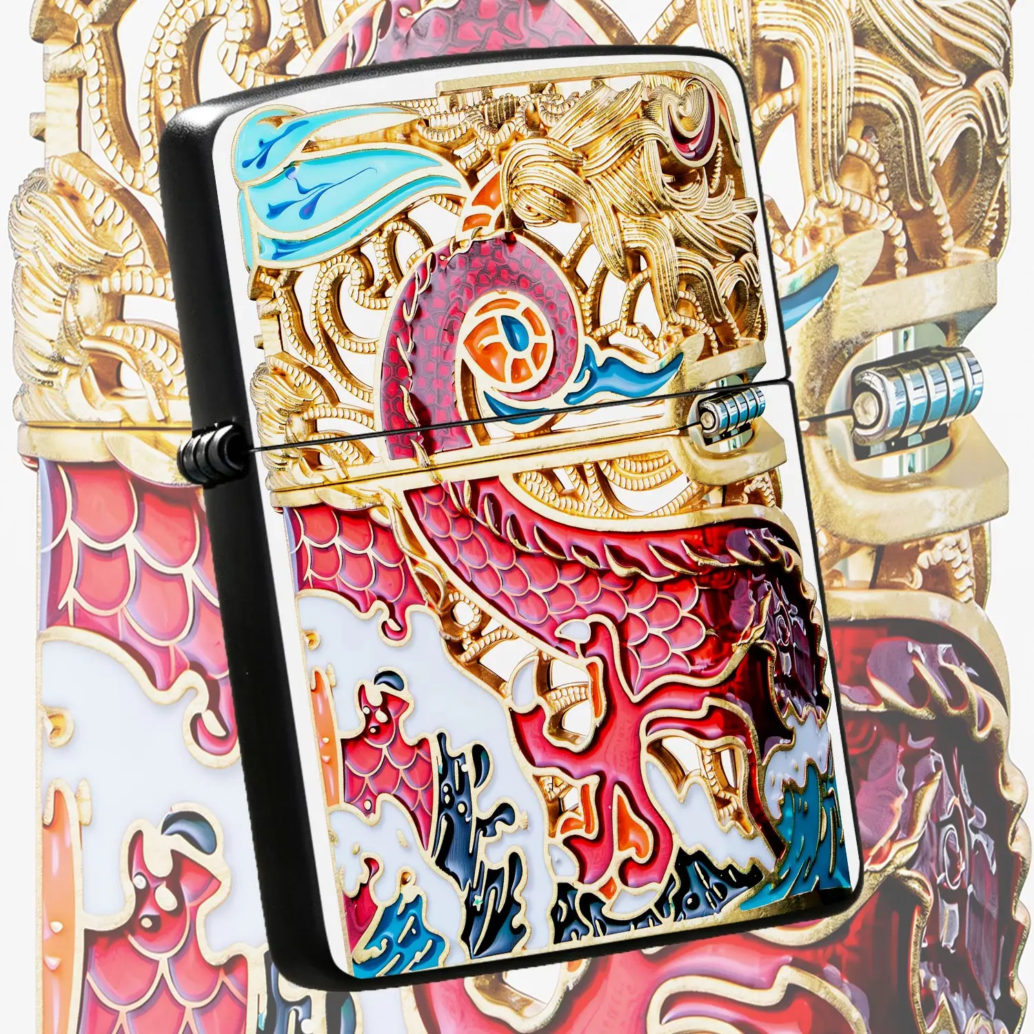 Exquisite Enamel Dragon Lighter Hollow FiligreeCollectible Portable Accessory for Daily Use Gifting Artistic Ornament for Multi-Scene Festive Stylish Premium Present with Vibrant Colorful Traditional Aesthetic A Humorous And Interesting Lig