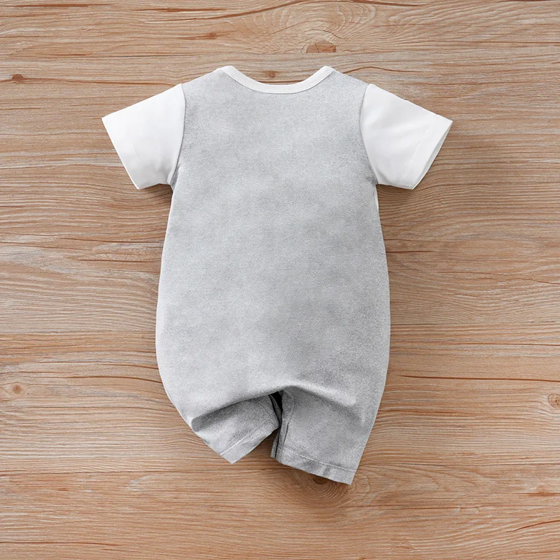 Newborn boy summer vacation 2 pieces zebra cartoon cute short-sleeved round-neck jumpsuit - view 2