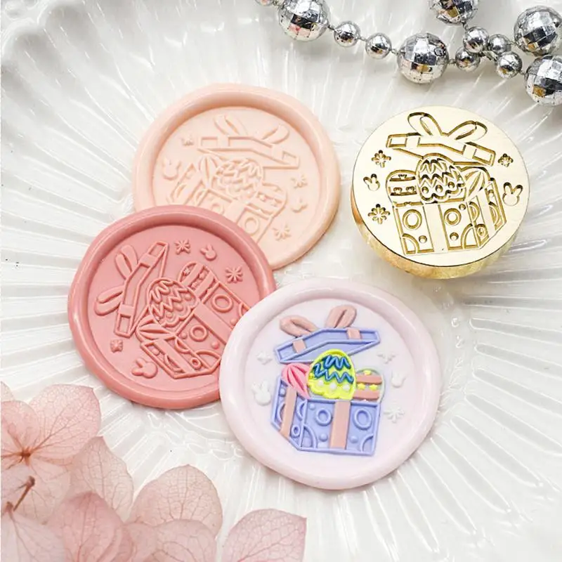 1pcs Easter Wax Seal Stamp Head Flower Bunny Sealing Stamp Rabbit Oval Heads Only Removable Sealing Brass Stamp Head ﻿