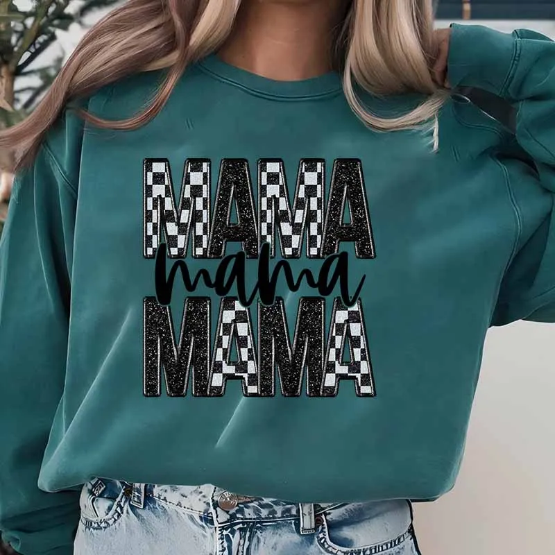 Mother\'s Day Leopard Print Heat DTF Transfer Ptint Patch For T Shirts Hooding MAMA Iron On Transfer Sticker For Clothing