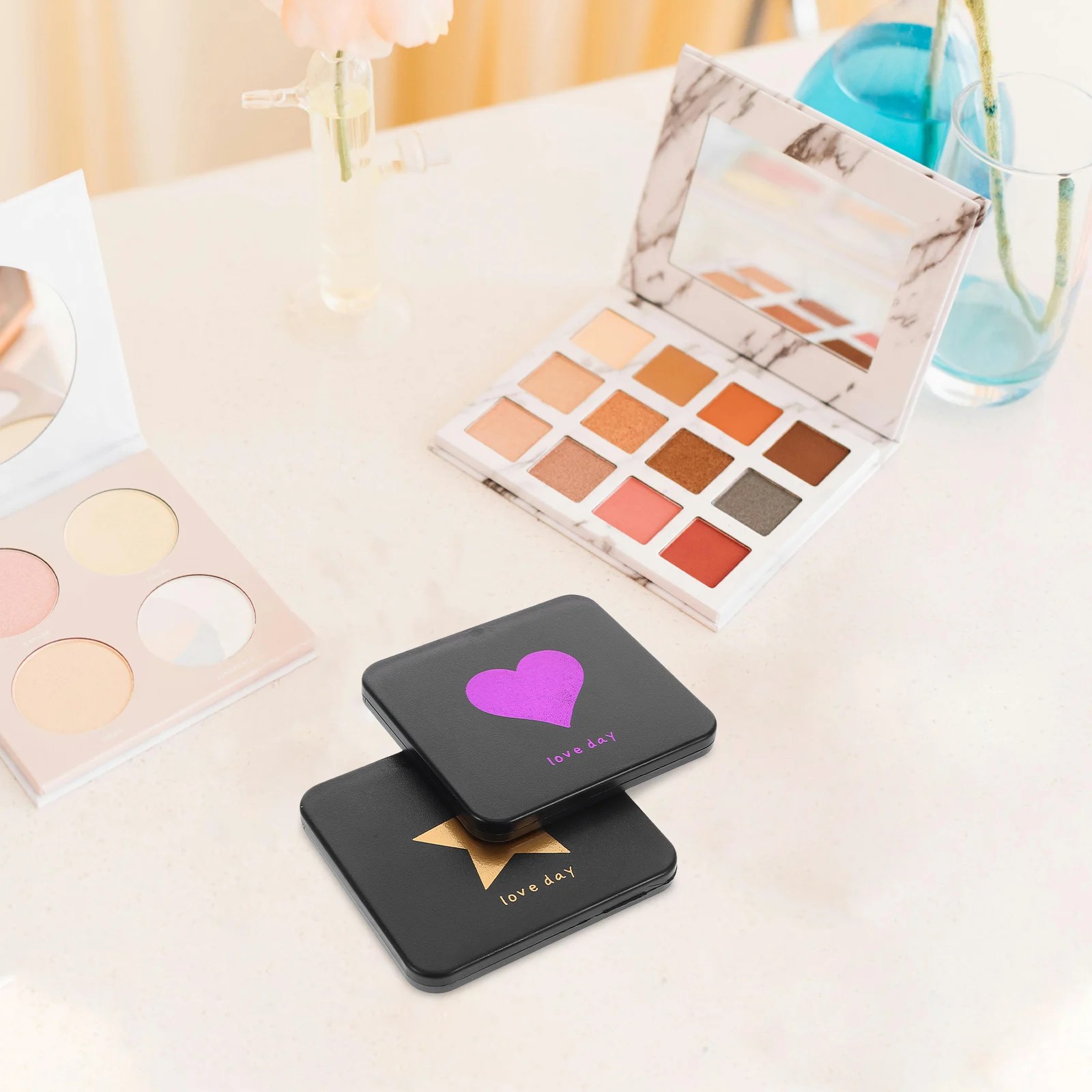 Mini specchio per trucco portatile da 2 pezzi, pieghevole, bifacciale, compatto, da viaggio, per touch up in viaggio e toelettatura quotidiana