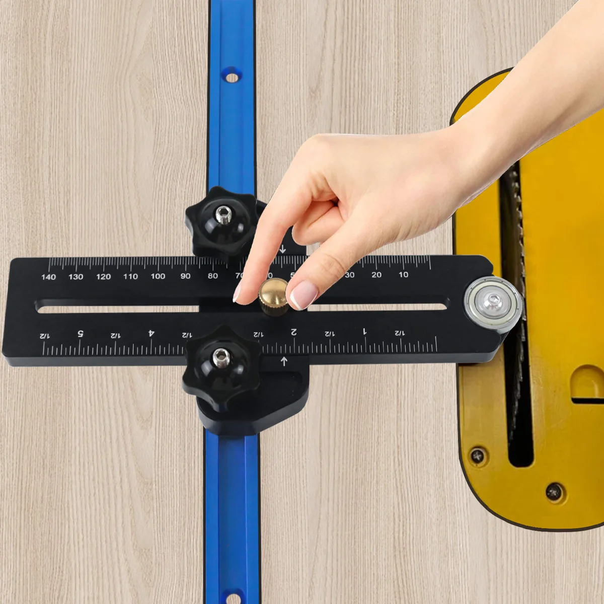 

Safety Table Saw Jig Thin Rip Jig for Making Repetitive Narrow Thin Strip Cuts Metal for 3/8" x 3/4" T Slot Woodworking Tools