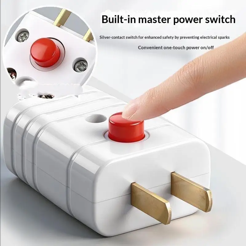 Two Prong Power Plug Silver Contact On Off Switch Heavy Duty Fireproof Shell For Home Office Use