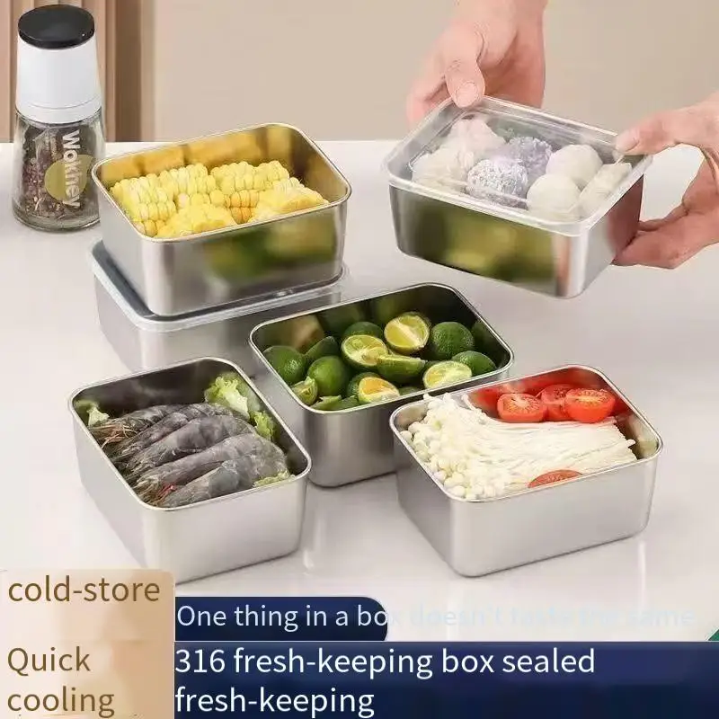 Lunchbox aus Edelstahl 316, Lebensmittelqualität, abgedeckte Frischhaltebox, Lunchbox für Büroangestellte, versiegelte rechteckige Form