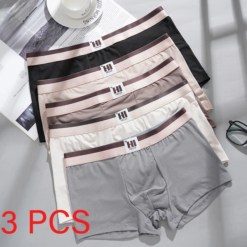 

3 Pcs/Lot Men's Cotton Korean Style Panties Intimate Underware Homme Boxers Thermal Shorts Sexy Lingerie Underpant Boxer Briefs