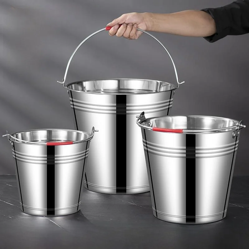 

Stainl Steel Handheld Water Buet Thiened Kitchen Household Nursery Ice Buet Tra Can with Lid Oil Barrel Iron Barrel