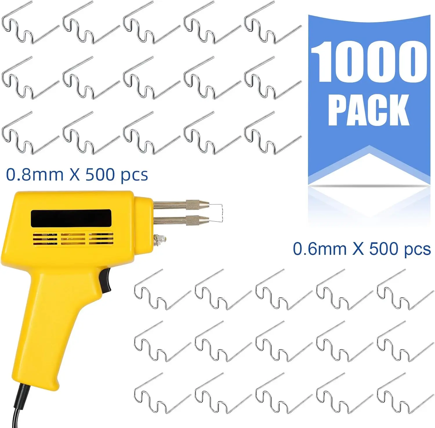 1000PCS Plastic Welding Hot Staples Stainless Steel 0.8mm 0.6mm Plastic Welder Staples Wave Shape Repair Kit for Plastics Welder