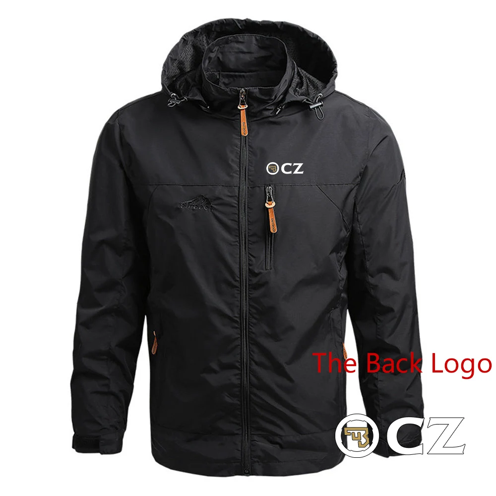 CZ Ceska Zbrojovka 2023 Men's New Winter Solid Color Zip Hoodies Cotton Waterproof Jackets Outdoor Windbreaker Coat Tops Clothes