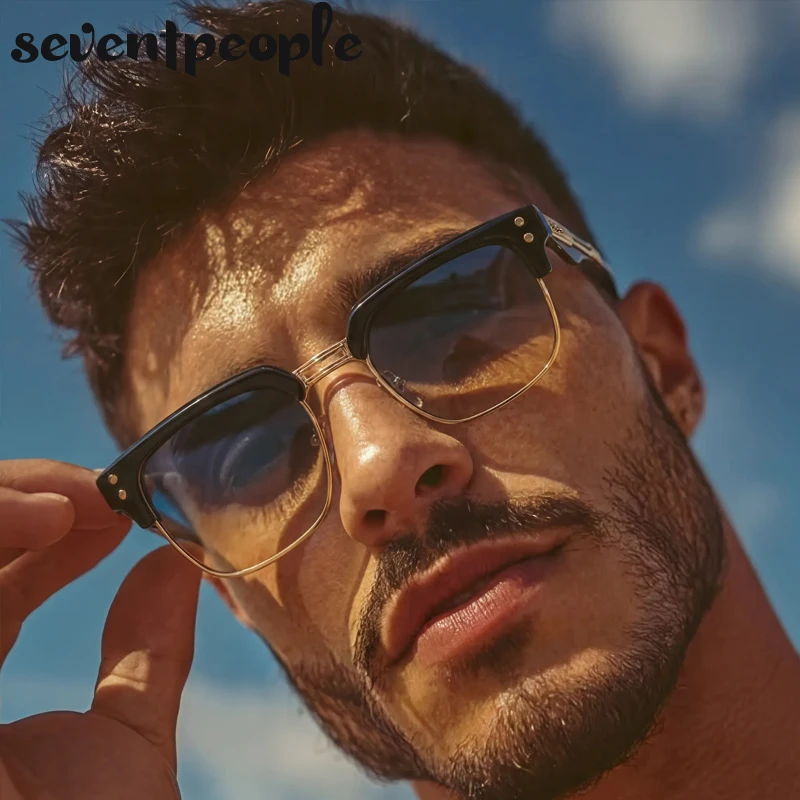

Trendy Square Photochromic Sunglasses Men 2026 Luxury Brand Designer Retro Black Gold Driving Sun Glasses for Male Eyewear