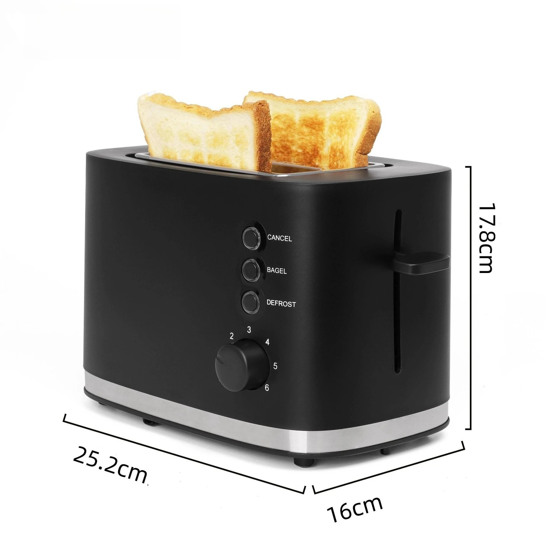 New Household Stainless Steel Toaster Compact Automatic Bread Toaster for Breakfast