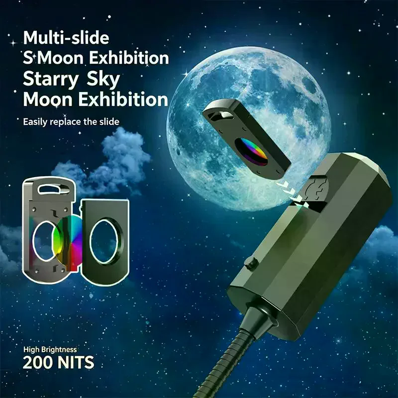 LED Galaxy Projection Light 1 Light+10 Pictures Change, LED Galaxy Projector, Starry Sky Lighting Night Light