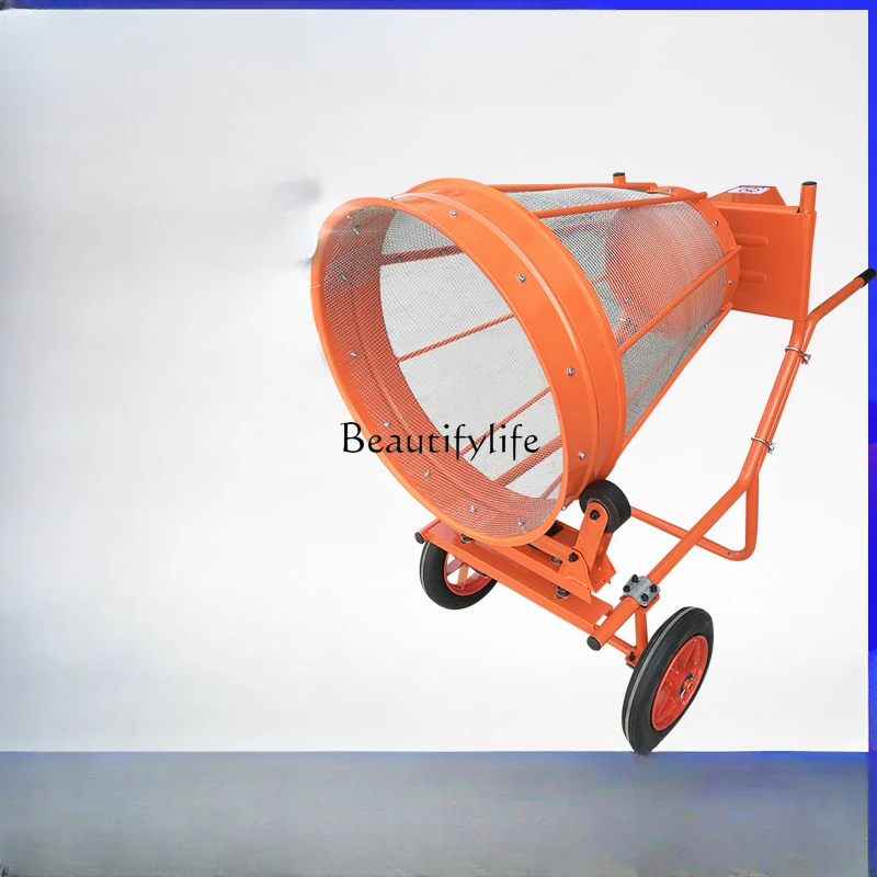 Electric Small Hand Push Sand Sieving Machine Drum Cylinder Building Vibration Sand Sieving Machine 220V