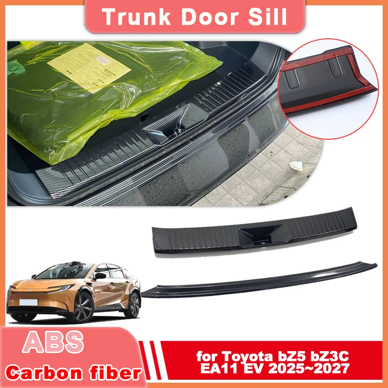 

Накладка на порог багажника для Toyota bZ5 bZ3C EA11 EV 2025~2027 2026, защитная накладка из АБС-пластика под карбон, аксессуары