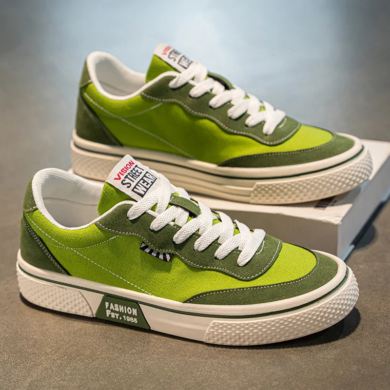 Men's Canvas Shoes Breathable Flat Footwear Autumn Season Casual Style Korean Trend Low Cut Durable Fabric round Toe Flat Heel