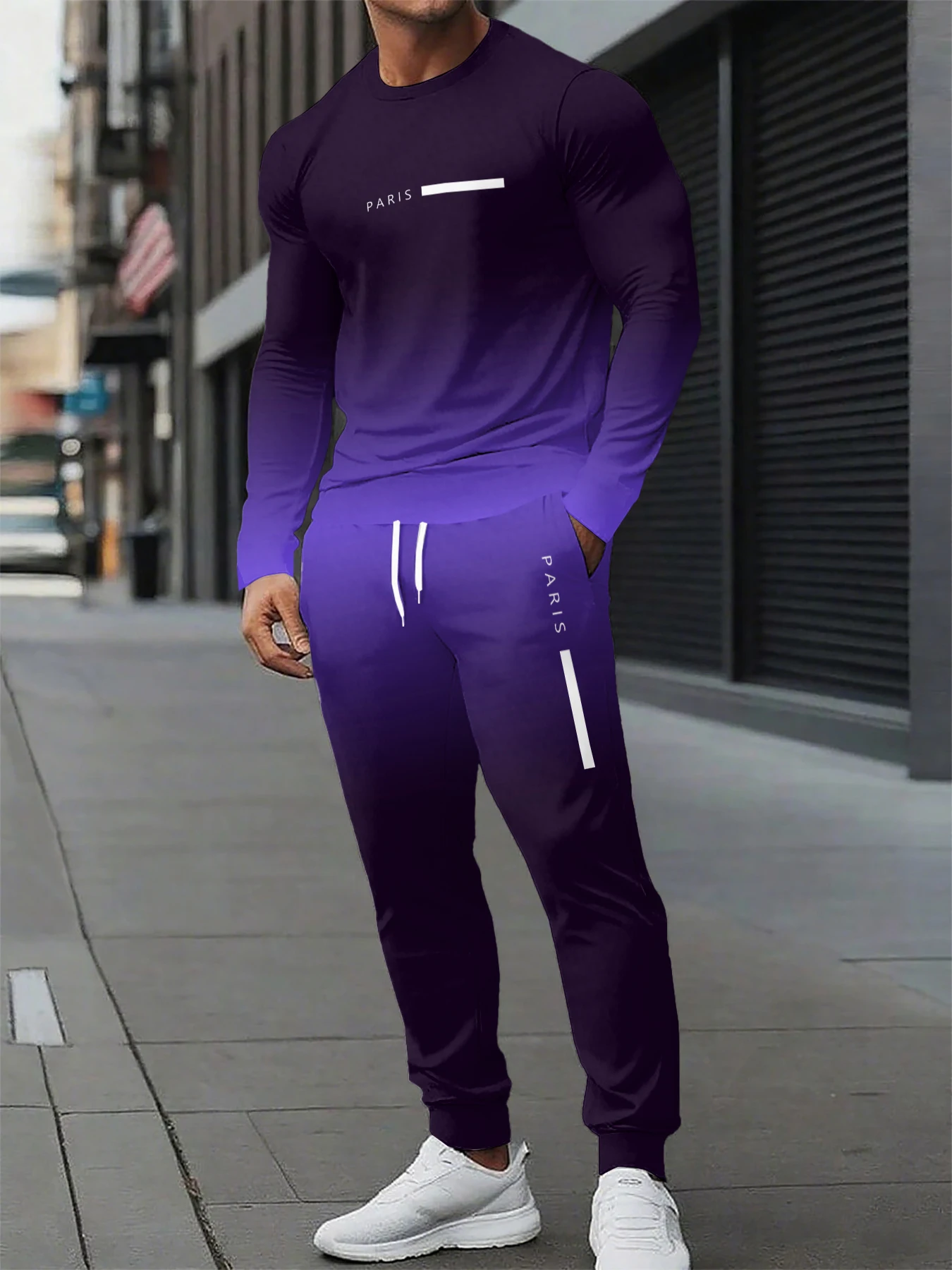 

Autumn and Winter Men Long Sleeved Sets Print Men Clothing Tracksuit Quick Drying and Comfortable Sweatshirt+Trousers Sportswear