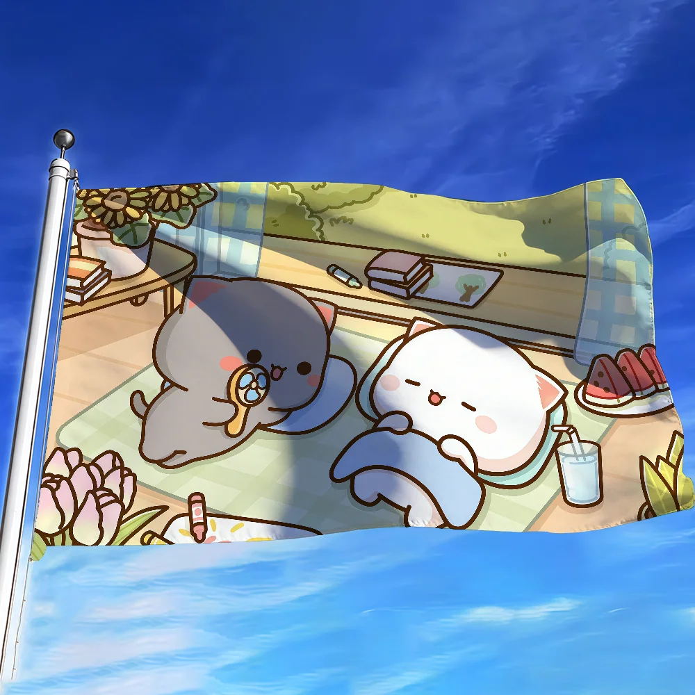 Cute Peach and Goma Birthday Flag Tapestries Outdoor Parties Bedrooms Living Rooms Dorm Rooms Wall Decor Banners Gifts
