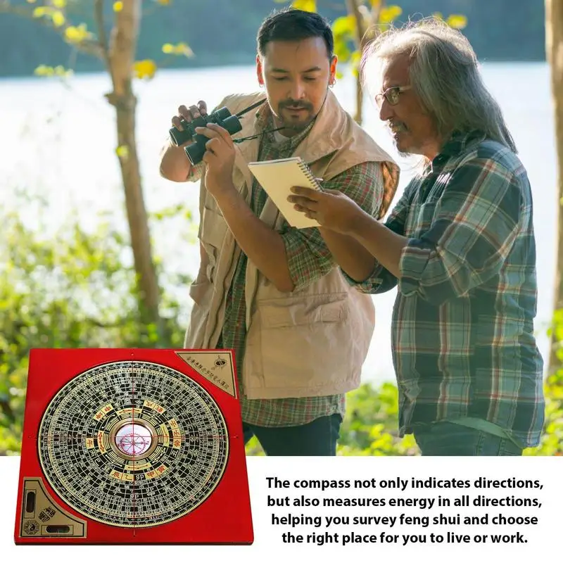 Geomantic Compass Professional Chinese Feng Shui Compass Decoration Measuring Geographical Direction Supplies Ying-Yang Luopan