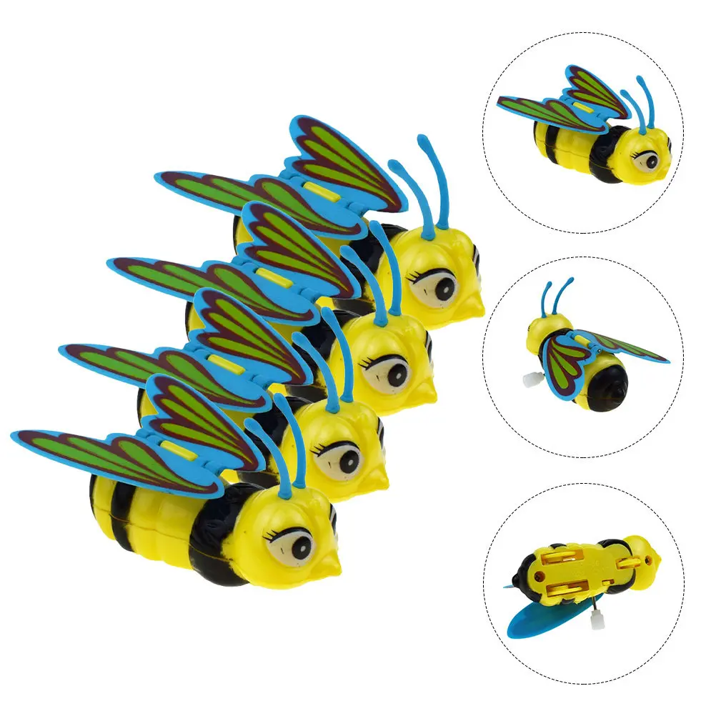 

4Pcs Lovely Bee Wind Up Plaything Metal ABS Construction Small Graspable Retro Walking Action Kids Festival Gift Interesting