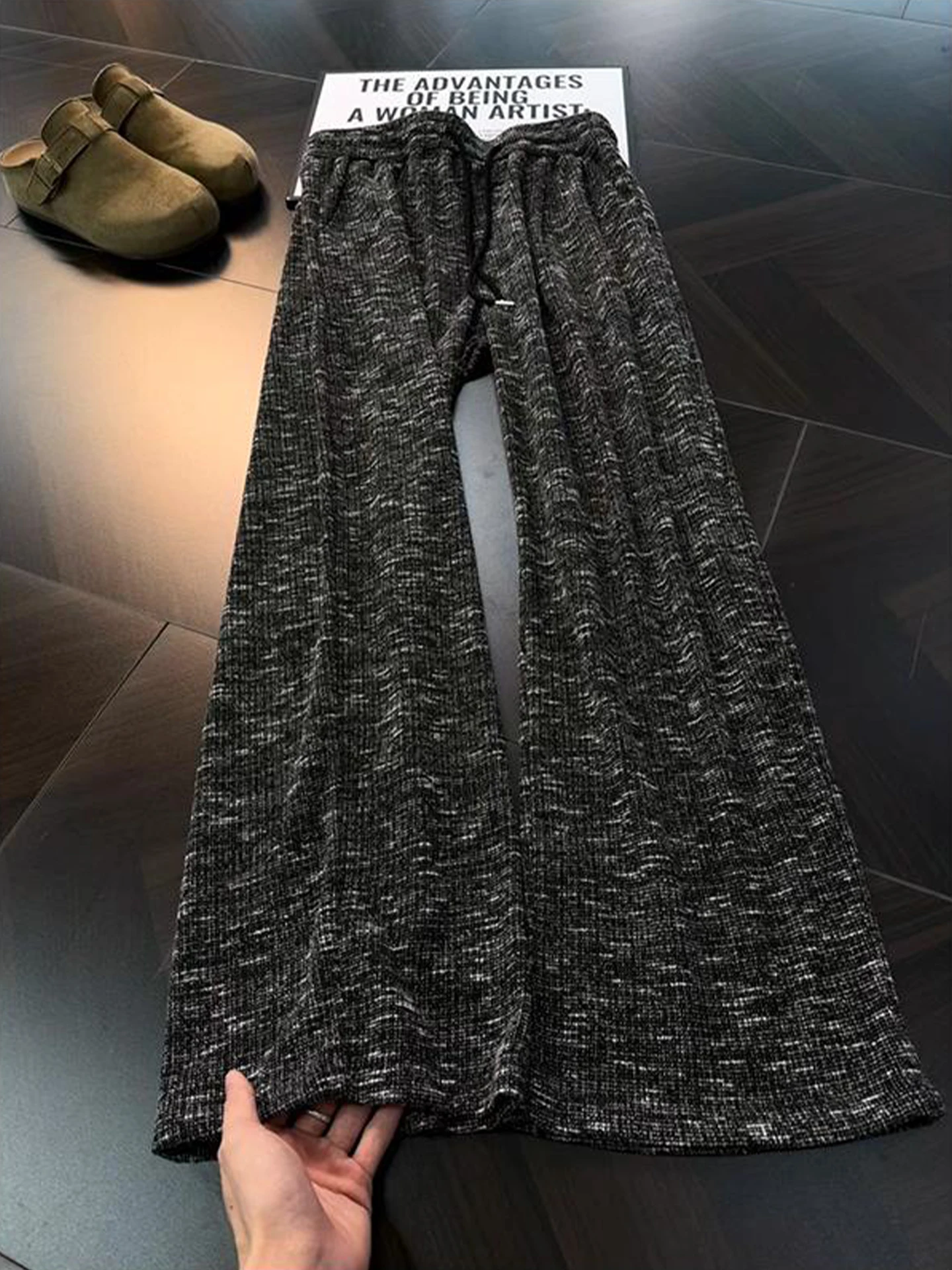 Dragon Scale Snowflake Tie Dye Men's Knitted Casual Pants Loose Straight Leg Micro Flared Trousers Comfortable Leisure Wear