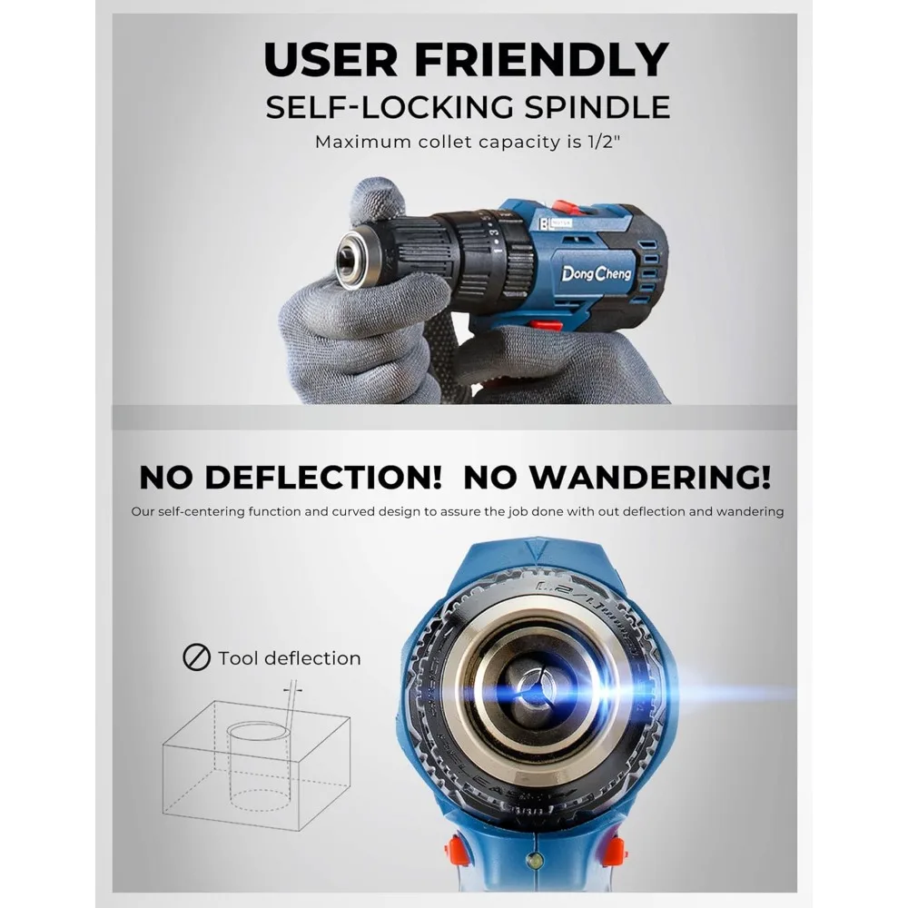 مثقاب عالي التحمل بدون فرش 20 فولت، عزم دوران 443 بوصة رطل، مثقاب مطرقة لاسلكي مع بطاريتين للطوب والمعادن والخشب