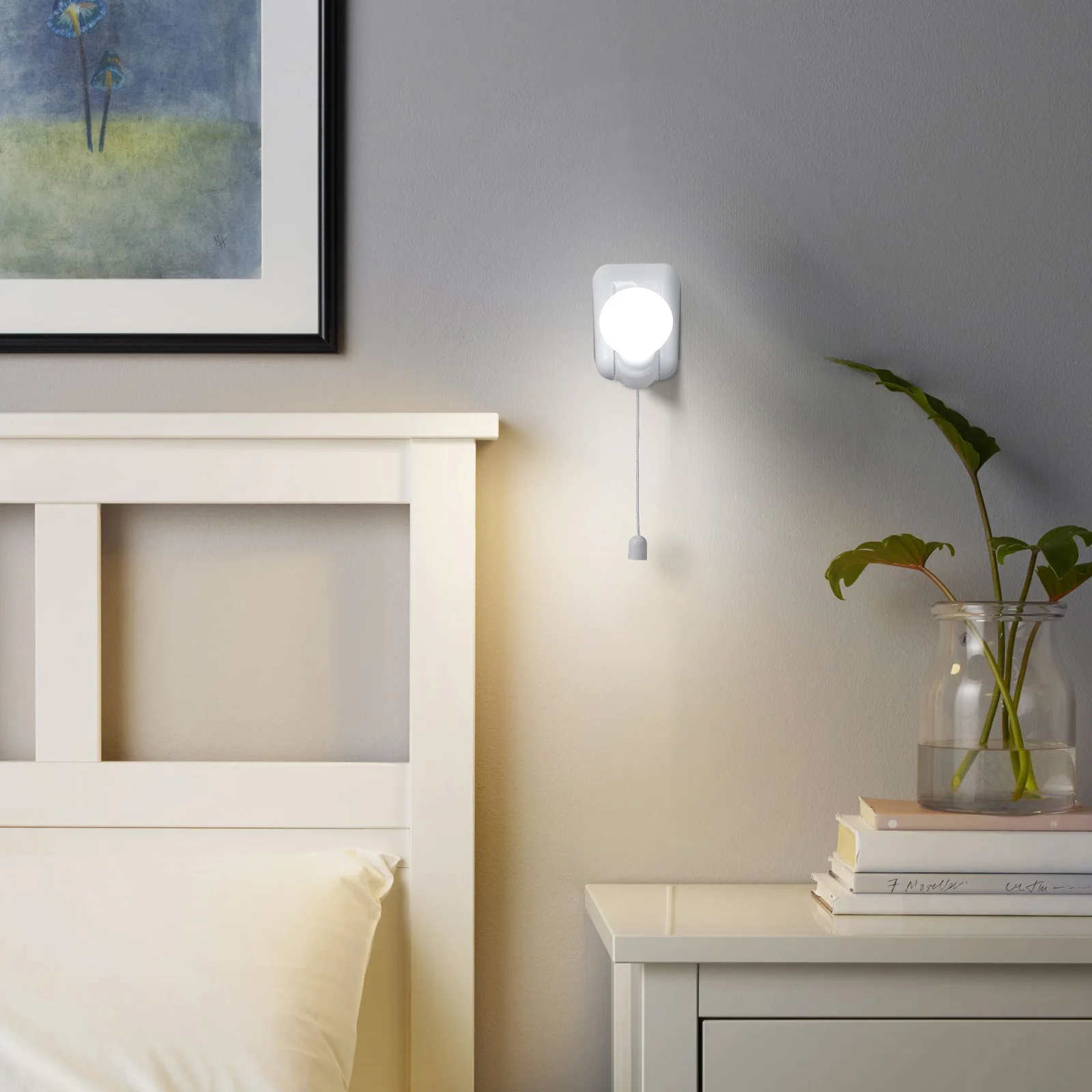 

Portable Led Lamp Operated Energy Saving Long Time Lighting Easy Installation String Pulling Wall Mount Closet Adhesive