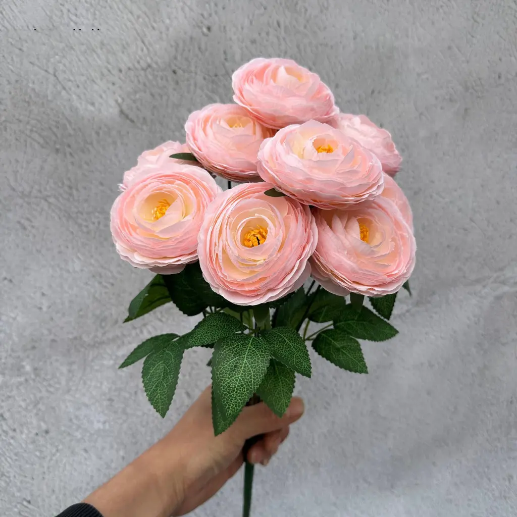 9-Köpfiger Strauß Künstliche Eustoma-Blumen, Exquisite Blumendekoration für Heimdekoration, Hochzeitsarrangements, Party-Hintergrund – Detail 6