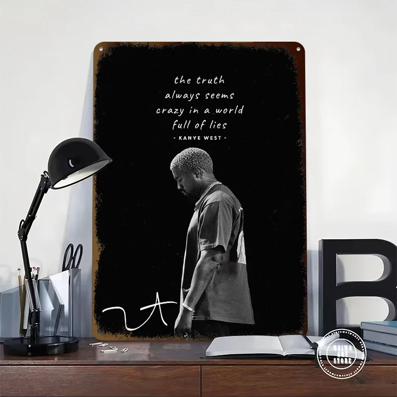 Kanye West Tinplate Posters Customizable Wall Art Retro Vintage Metal Signs for Home Room Mancave Decoration Garage Custom Plate