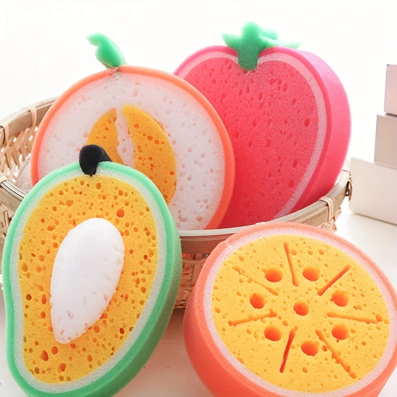 

2pcs Fruit Pattern Thick Sponge Scrub Pad, Multi-Functional Kitchen Cleaning Dish Sponge for Dishes