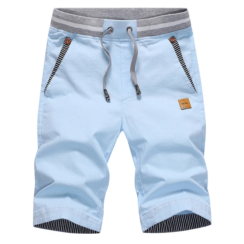 

Asian Size 2026 Men's Summer Casual Cotton Beach Boardshorts Bermuda Shorts Drawstring Elastic Waist Fashion Style Hot
