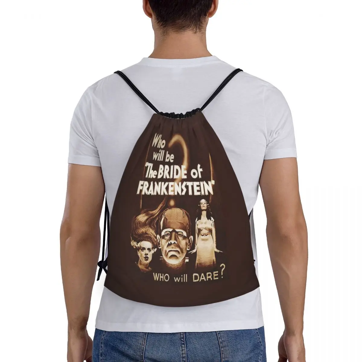 Bride Of Frankenstein Poster Backpacks Portable Drawstring Bags Shoes Bag Book Bags for Travel Students