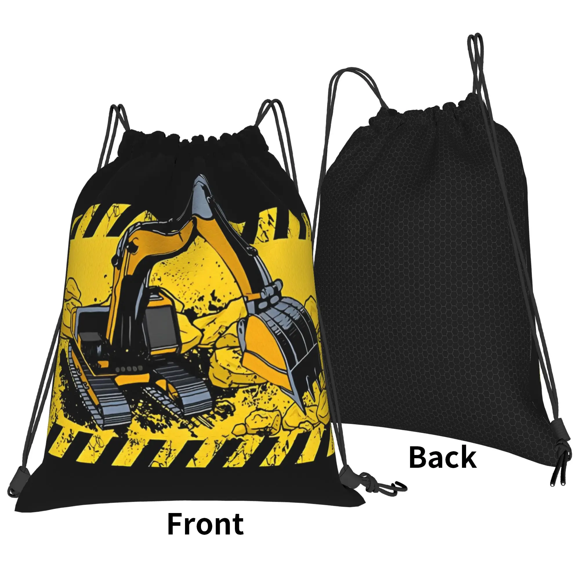 Excavator Operator  Construction Site tape Construction vehicle Portable Hiking gym Drawstring Bags Riding Storage Backpacks