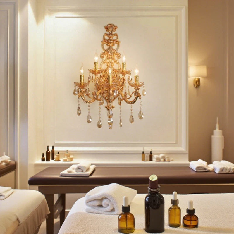 SANDYHA Nordic Retro Wall Light Crystal Wall Decor Lamp LED Lighting Fixture For Home Decoration In Villa Hotel Corridor Hallway