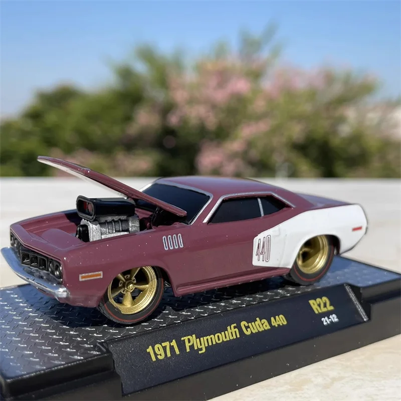 Modelo a escala 1:64, aleación fundida, coche deportivo 1971, juguetes de Metal, motor de modificación violenta de carreras, exhibición de colección de regalos de vehículo