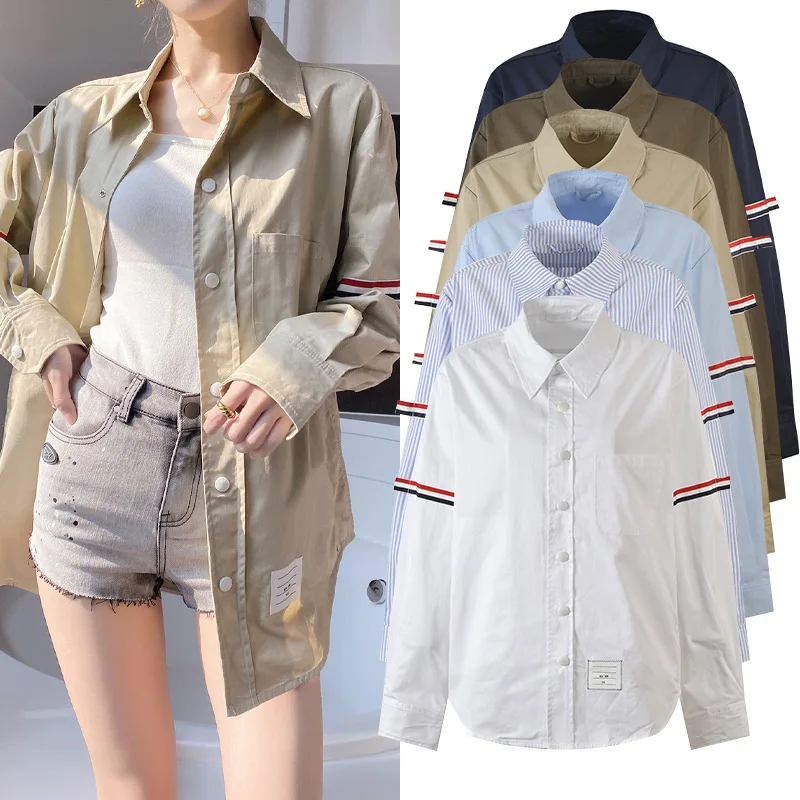 

Loose Striped Double Sve Men's Jaet Faionable Collar Ties Multi-Color irt Commute Sle Cotton Long Sve 2025 Autu...