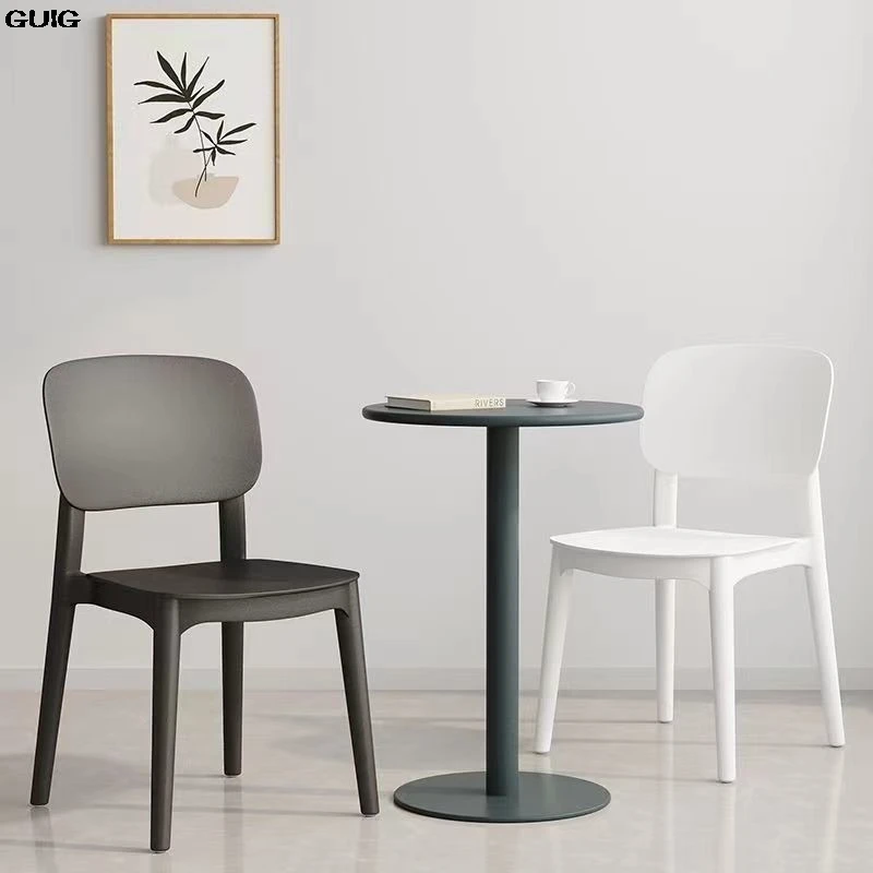 GUIG Home Thickened Plastic Chair Can Be Stacked Long Sitting Comfortable Dining Table Chair Designer Creative Backrest Stool