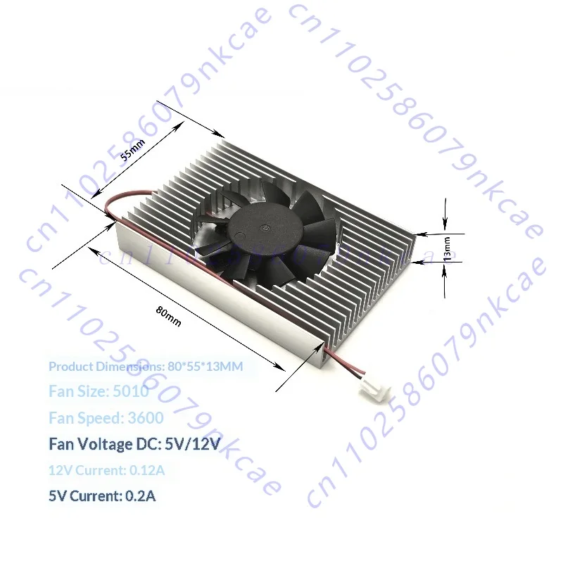 Graphics card industrial control main board radiator, shape 80 * 55 * 13
