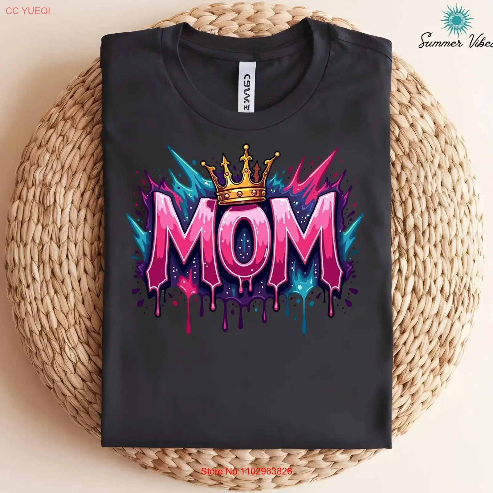 Corona de Mamá con Graffiti PNG, Diseño Artístico para Camisetas, Estilo Urbano, Sublimación, Día de la Madre, Descarga Digital, Unisex