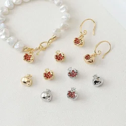 2PCS Design Pomegranate Shape Pendant Bracelet with Zircon DIY Necklace Brass Handmade 14k Gold Plated Accessories