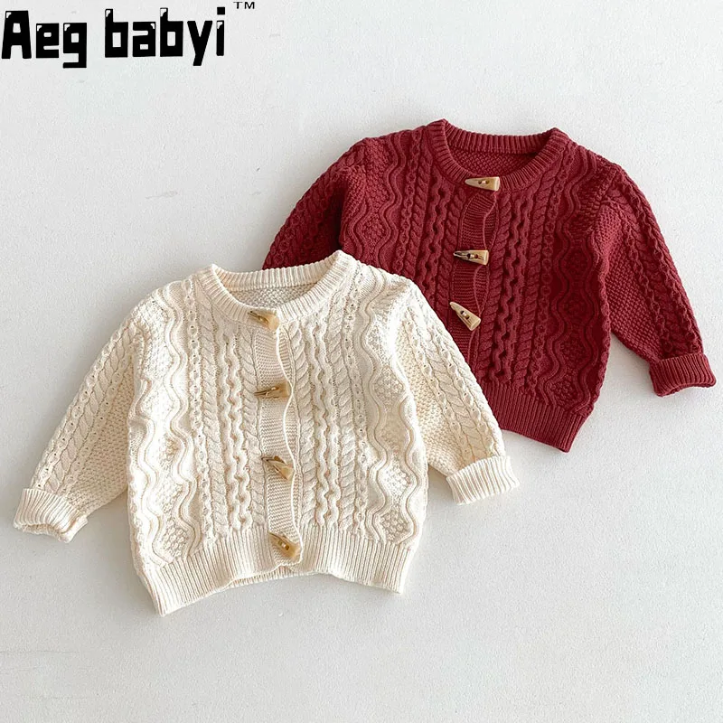 

Autumn Baby Boys Girls Sweater Kids Clothes Toddler Knit Cardigan Sweater Winter Children Long Sleeve Knitwear Coat Tops1-6Y