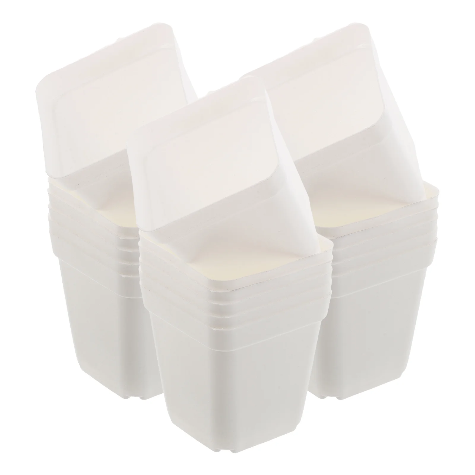 

100Pcs Plastic Square Nursery Pots White Durable Lightweight Planter Starter Containers Drainage Hole Indoor Garden Balcony