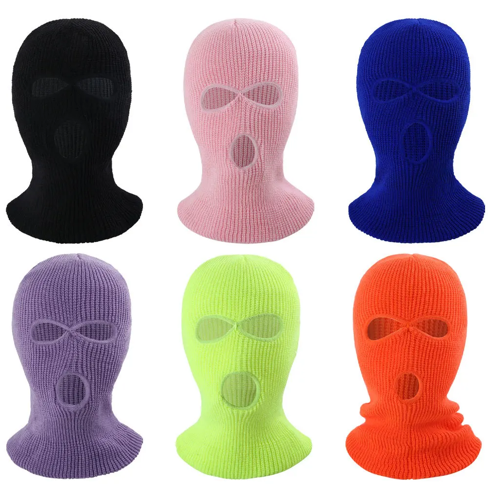 

New Three Hole Knitted Hat Men's and Women's Anti Terrorism Headcover Robbery Hat Wrap Outdoor Mask Warm Hat Ski headgea
