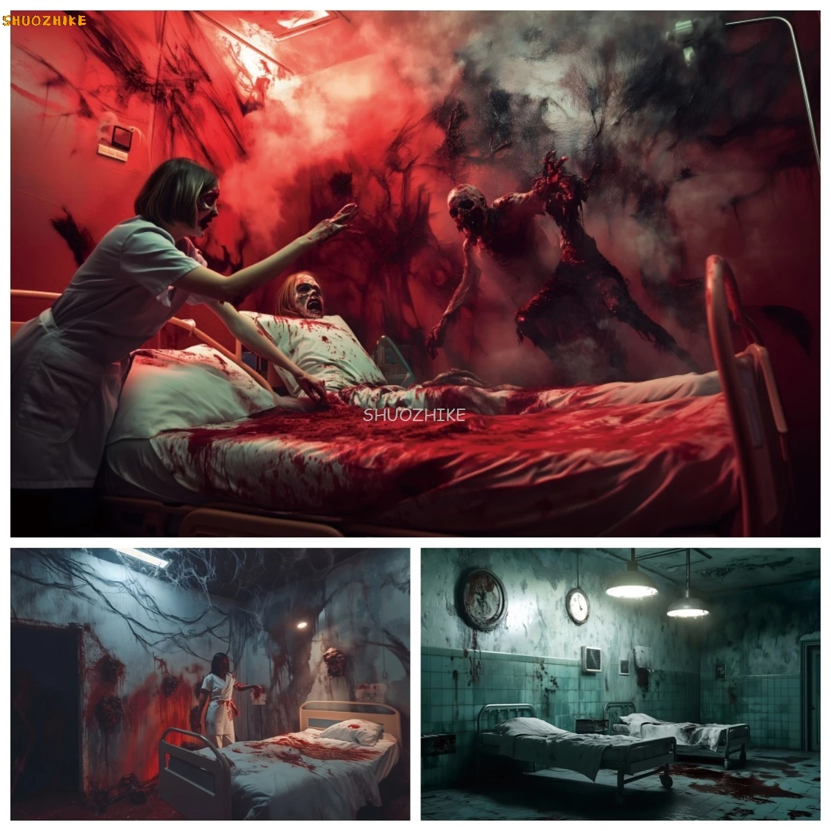 

Horror Halloween Decorations Backdrop Photography Dilapidated Creepy Hospital Haunted House Photo Background Photobooth Props