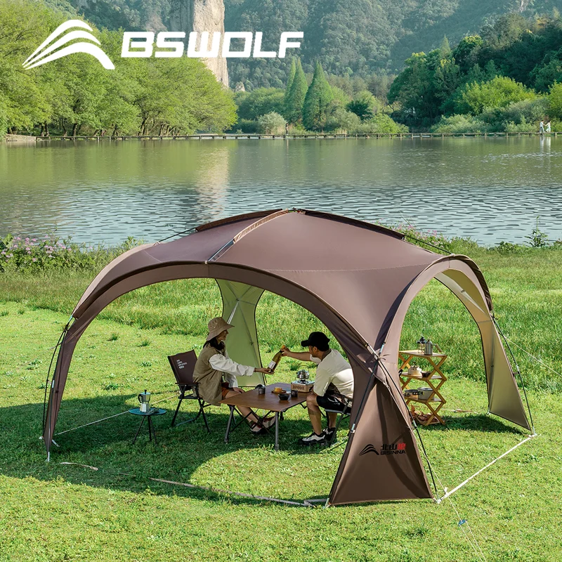 BSWOLF Dome vinyl canopy Large tent outdoor silver supersize camping awning outdoor hiking rain and mosquito proof