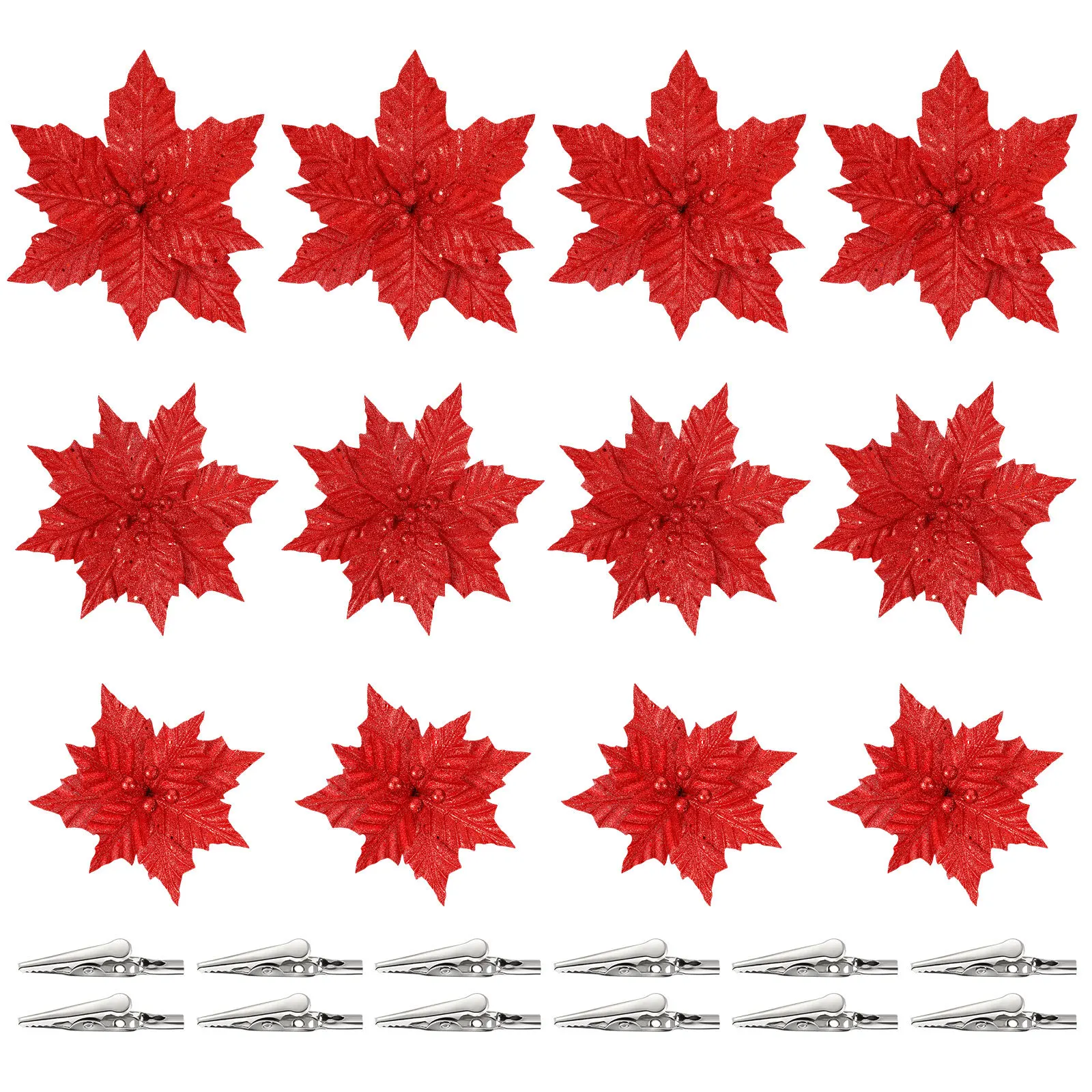 

Christmas Flower Tree Ornaments Floral Arrangement Artificial with Clips Decor Flowers