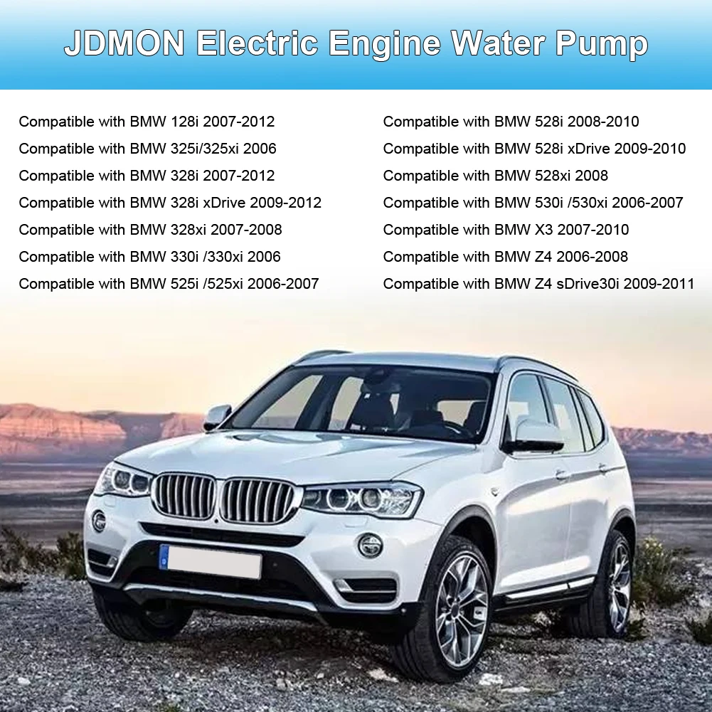 Compatible with Electric Engine Water Pump BMW Z4 X3 X5 325i 325xi 328i 328xi 525i 525xi 528i 528xi 11517586925 702851208