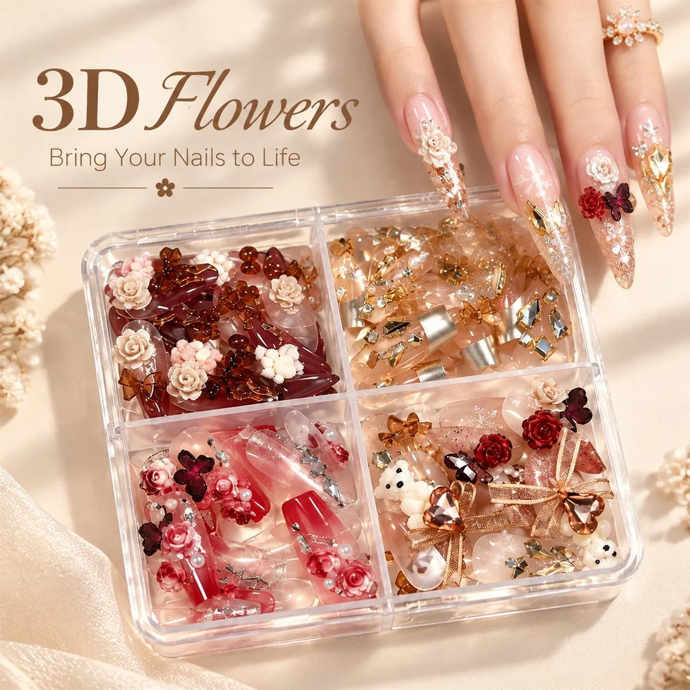 96Pcs Classic False Nails French Tip 3D Bow Pearl Reusable Full Cover 4 Styles with Storage Box for Formal Occasion DIY Nail Art