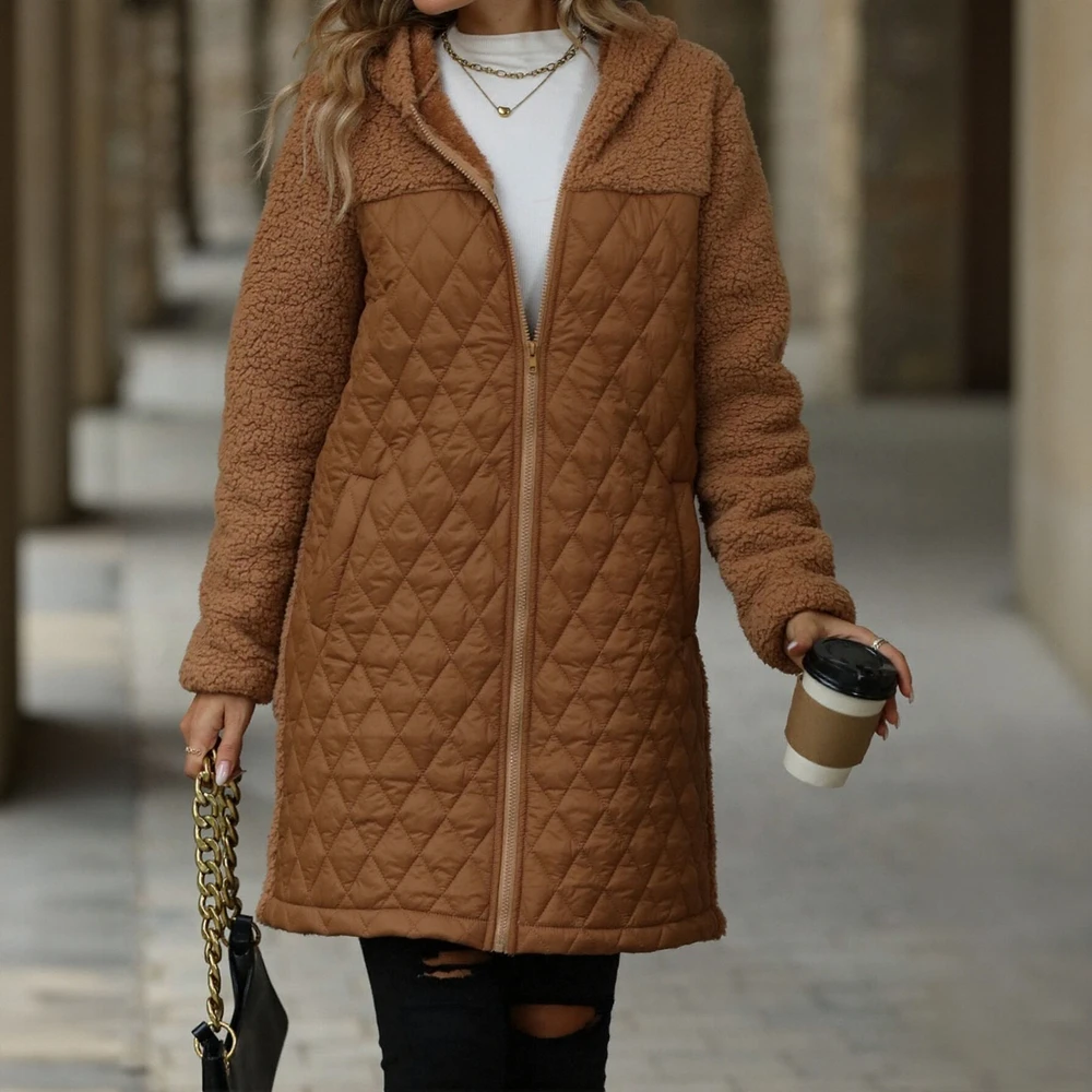 سترة كاجوال مبطنة بالقطن بأكمام طويلة ملابس شتوية بأكمام قصيرة معطف ملابس علوية عصرية للنساء