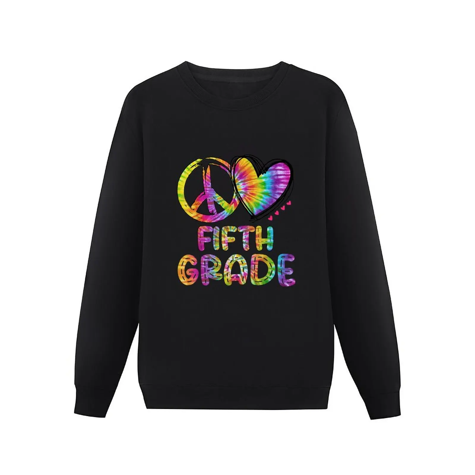 Peace Love Fifth Grade Funny Tie Dye Back To School Pullover Hoodie men clothing autumn sweatshirt